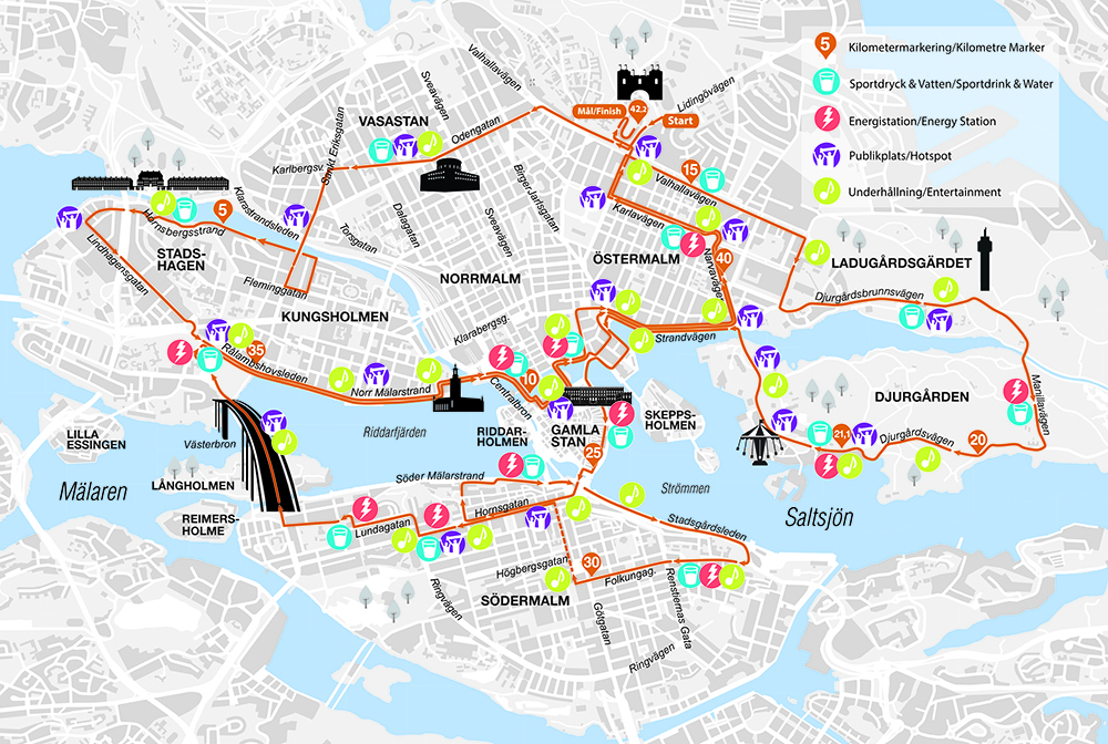 Karta över Stockholm Marathon